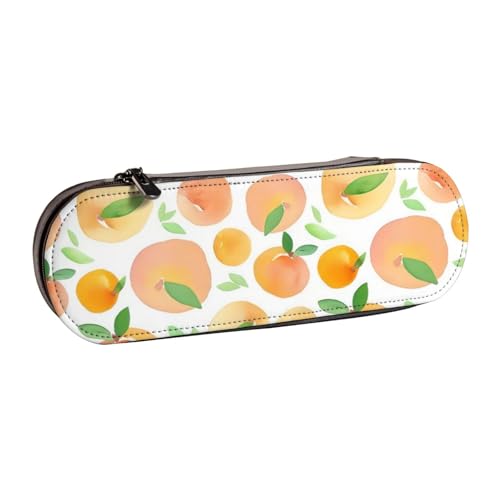QGWDYYJQ Pfirsichfarbenes bedrucktes Leder-Federmäppchen, Schreibwaren-Organizer, tragbares Federmäppchen von QGWDYYJQ