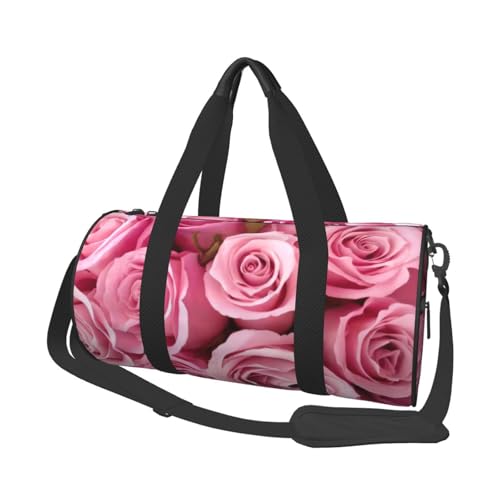 QGWDYYJQ Reisegepäcktasche mit rosa Rose, großes Fassungsvermögen, Reisegepäcktasche von QGWDYYJQ