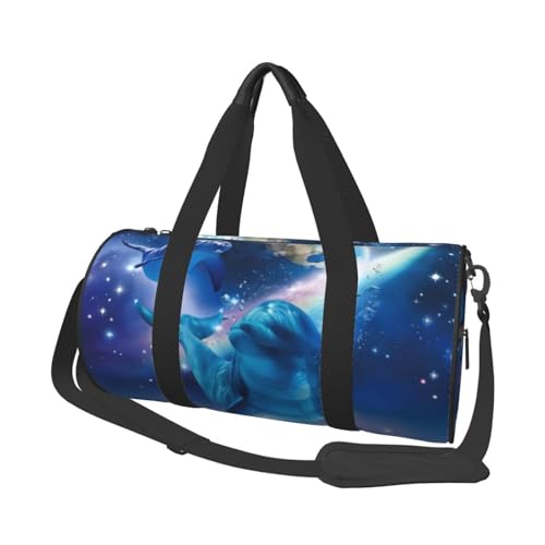 QGWDYYJQ Reisetasche mit Galaxie-Delfin-Motiv, großes Fassungsvermögen, Reisegepäcktasche von QGWDYYJQ