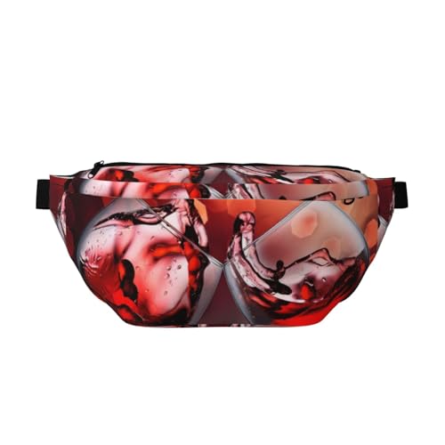 QGWDYYJQ Rotweinglas Cheers Printed Crossbody Hüfttasche Reisetasche, Schwarz , Einheitsgröße von QGWDYYJQ