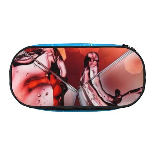 QGWDYYJQ Rotweinglas Cheers bedrucktes Federmäppchen Schreibwaren-Organizer, tragbares Federmäppchen, Schwarz , Einheitsgröße, Münztasche von QGWDYYJQ