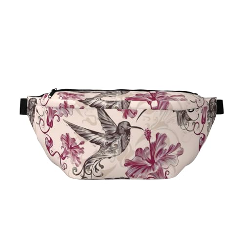QGWDYYJQ Schöne Blumen Kolibri gedruckt Crossbody Hüfttasche Hüfttasche Reisetasche, Schwarz , Einheitsgröße von QGWDYYJQ