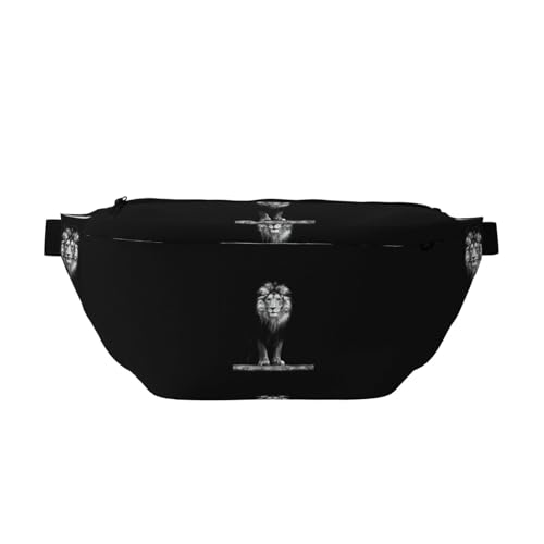 QGWDYYJQ Schöne Umhängetasche mit Löwen-Aufdruck, Hüfttasche, Reisetasche, Schwarz , Einheitsgröße von QGWDYYJQ