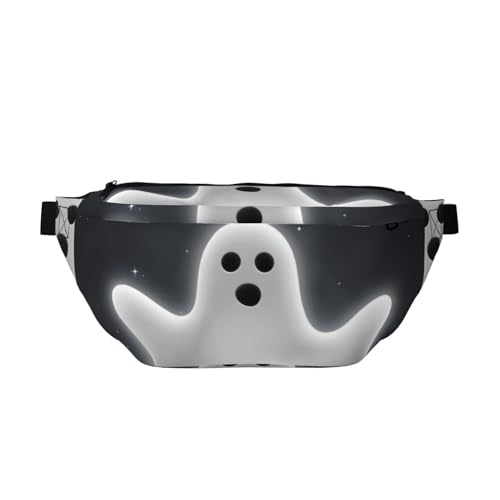 QGWDYYJQ Schwarz und Halloween Ghost Printed Crossbody Waist Pack Hüfttasche Reisetasche, Schwarz , Einheitsgröße von QGWDYYJQ