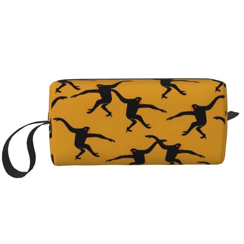 QGWDYYJQ Schwarze Gibbon Affe bedruckte Empfangstasche, kleine Make-up-Tasche, Handheld-Aufbewahrungstasche von QGWDYYJQ