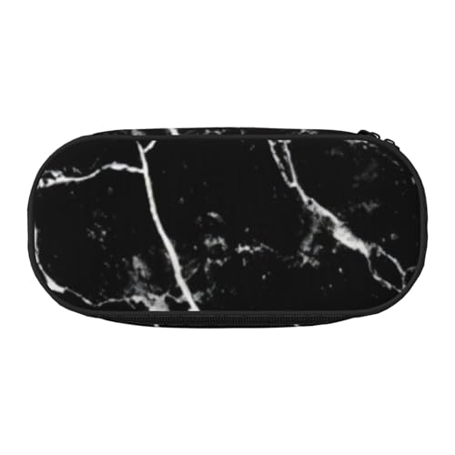 QGWDYYJQ Schwarzes Federmäppchen mit Marmor-Aufdruck, Schreibwaren-Organizer, tragbares Federmäppchen, Schwarz , Einheitsgröße, Münztasche von QGWDYYJQ