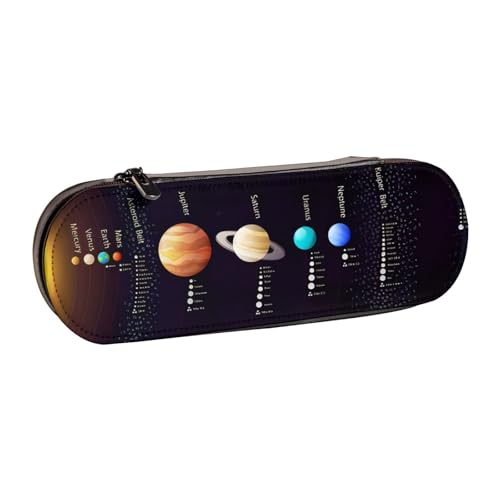QGWDYYJQ Sonnensystem Jupiter Saturn bedrucktes Leder-Federmäppchen, Schreibwaren-Organizer, tragbares Federmäppchen von QGWDYYJQ