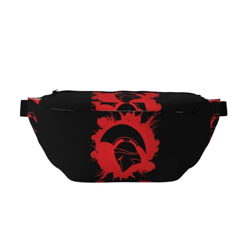QGWDYYJQ Spartan Warrior Helm, bedruckte Umhängetasche, Hüfttasche, Reisetasche, Schwarz , Einheitsgröße von QGWDYYJQ