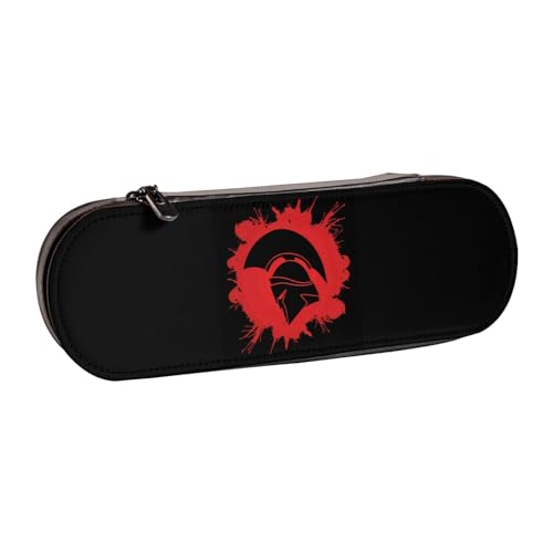 QGWDYYJQ Spartan Warrior Helm, bedrucktes Leder-Federmäppchen, Schreibwaren-Organizer, tragbares Federmäppchen von QGWDYYJQ