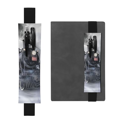 QGWDYYJQ Steam Train Clouds bedruckter Leder-Stifthalter Lesezeichen Federmäppchen, Schwarz , Einheitsgröße, Münztasche von QGWDYYJQ