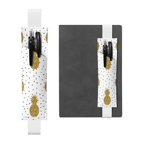 QGWDYYJQ Stifteetui aus Leder mit goldfarbenem Glitzer, Ananas, Früchte, bedrucktes Lesezeichen, Federmäppchen, weiß, Einheitsgröße, Münztasche von QGWDYYJQ