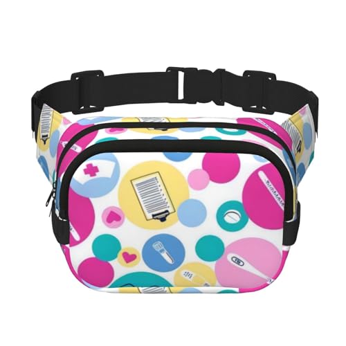 QGWDYYJQ Süße Krankenschwester bedruckte quadratische doppellagige Hüfttasche Hüfttasche Reisetasche, Schwarz , Einheitsgröße von QGWDYYJQ