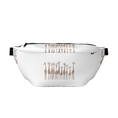 QGWDYYJQ Süße wilde Cartoon-Giraffen-bedruckte Crossbody-Taillentasche Hüfttasche Reisetasche, Schwarz , Einheitsgröße von QGWDYYJQ
