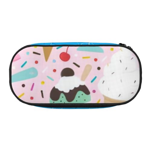 QGWDYYJQ Sweet Ice Cream Bedrucktes Federmäppchen Schreibwaren Organizer Tragbares Federmäppchen, Schwarz , Einheitsgröße, Münztasche von QGWDYYJQ