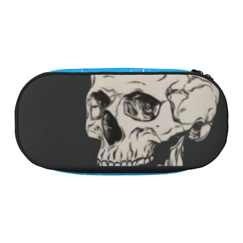 QGWDYYJQ Totenkopf Rock Roll Skelett Knochen gedruckt Federmäppchen Schreibwaren Organizer Tragbares Federmäppchen, Schwarz , Einheitsgröße, Münztasche von QGWDYYJQ