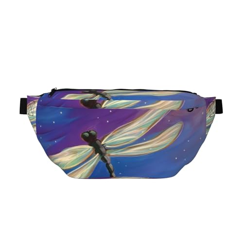 QGWDYYJQ Umhängetasche mit Libellen-Motiv, bedruckt, Hüfttasche, Reisetasche, Schwarz , Einheitsgröße von QGWDYYJQ