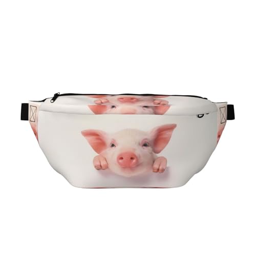 QGWDYYJQ Umhängetasche mit niedlichem Schweinchen-Motiv, Hüfttasche, Reisetasche, Schwarz , Einheitsgröße von QGWDYYJQ