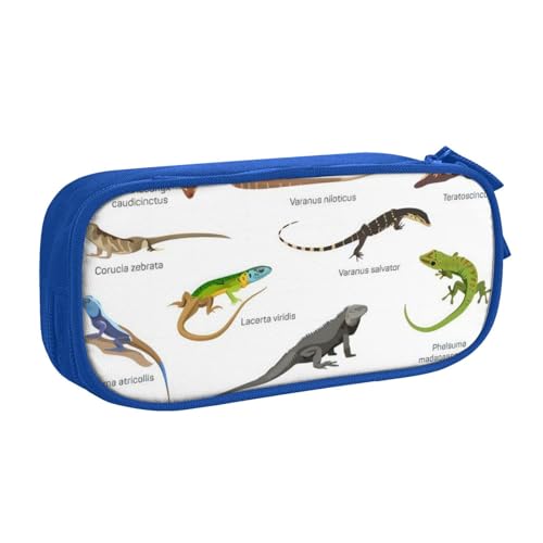 QGWDYYJQ Verschiedene Arten von Eidechsen bedrucktes Federmäppchen, Schreibwarenetui, tragbarer Organizer, blau, Einheitsgröße, Münztasche von QGWDYYJQ