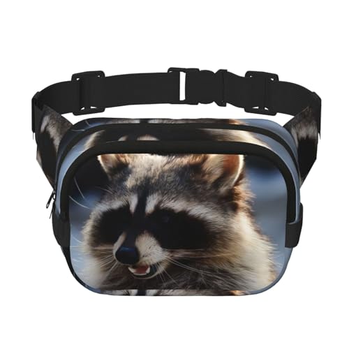 QGWDYYJQ Waschbär bedruckte quadratische doppellagige Hüfttasche Hüfttasche Reisetasche, Schwarz , Einheitsgröße von QGWDYYJQ