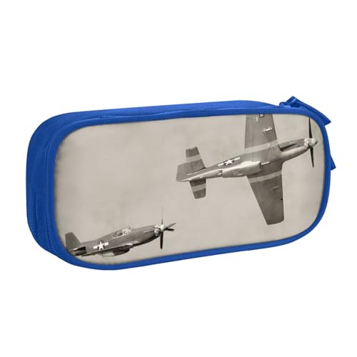 QGWDYYJQ Weltkrieg Flugzeug bedrucktes Federmäppchen Schreibwarenetui Tragbarer Organizer, blau, Einheitsgröße, Münztasche von QGWDYYJQ