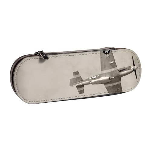 QGWDYYJQ Weltkrieg Flugzeug bedrucktes Leder-Federmäppchen Schreibwaren-Organizer, tragbares Federmäppchen von QGWDYYJQ
