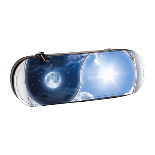 QGWDYYJQ Yin Yang World bedrucktes Leder-Federmäppchen, Schreibwaren-Organizer, tragbares Federmäppchen von QGWDYYJQ