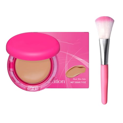 QGuoJie Peptide Bounce Foundation Set – 2025 Neues Puder mit mittlerer, aufbaubarer Deckkraft und Pinsel, feuchtigkeitsspendende Anti-Aging-Balsam-Foundation für reife Haut (Dark Skin) von QGuoJie