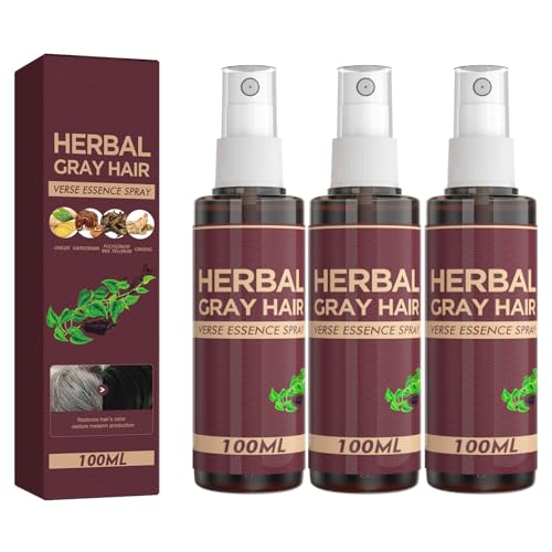 Qguojie Kräutergraues Haar Verdunkelungsspray mit Polygonum - Natural Instant Haar Farbabdeckung für Männer und Frauen, Konditionierungsbehandlung für grau -weißes Haar (3) von QGuoJie