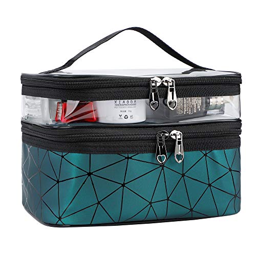 Kosmetiktasche Doppelschichtige Kulturbeutel Tragbare Transparent Reise Schminktasche Große Makeup Bag Case Organizer Wasserdicht Waschtasche für Männer und Frauen von QH-Shop