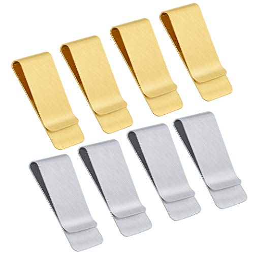QH-Shop Geldklammer 8 Stück Metall Geldscheinklammer Herren Frauen Money Clip Geldspange für Kreditkarte Geldscheine Visitenkarte, Golden und Silber Geldclip 52 x 20 x 8 mm von QH-Shop