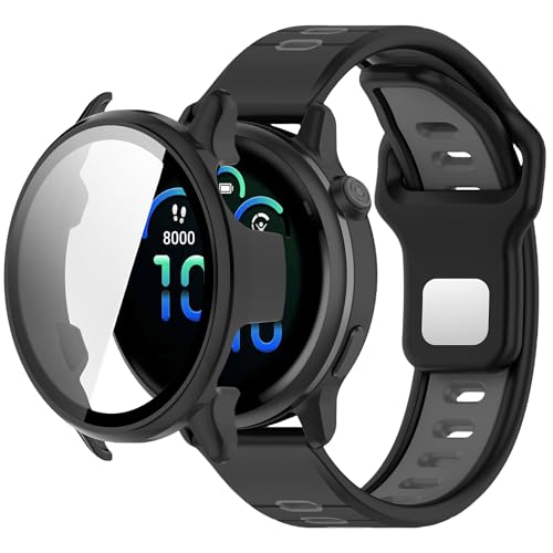 Uhrenarmbänder, kompatibel mit Garmin Vivoactive 6, wasserdichtes Sport-Silikonarmband mit PC-Gehäuse, schützender Stoßfänger, verstellbar, weich, atmungsaktiv, Ersatz für Damen und Herren Uhrenarmbänder, kompatibel mit Garmin Vivoactive 6, wasserdichtes Sport-Silikonarmband mit PC-Gehäuse, schützender Stoßfänger, verstellbar, weich, atmungsaktiv, Ersatz für Damen und Herren von QHBAMD