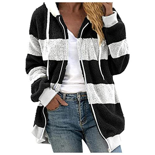 Damen Bomberjacke Damen Activewear Fã¼R Damen Oversize Jeansjacke Damen Fleecejacken Damen Tally Weijl Jacke Dufflecoat Damen Beiger Blazer SoftshellMäntel Damen Wasserdicht (4-Black, 4XL) von QHDDP