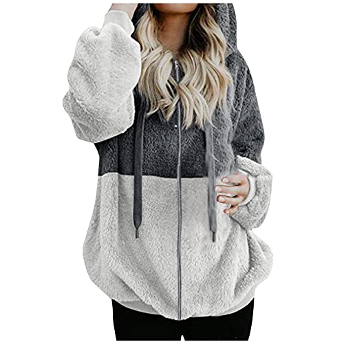 Halloween KostüMe MäDchen Colmar Jacken Damen Karierter Blazer Teddyfleece Jacke Damen Lange Winterjacke Parka Oliv Damen Meerjungfrau KostüM Steppweste Kurz Kapuzenjacke Steppweste(2 Grau,XXL) von QHDDP