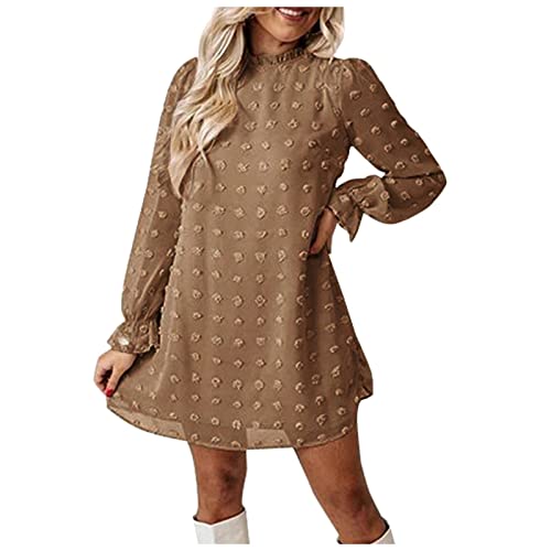 Kleid Festlich Damen Lange Kleider Plissee Röcke Tüll Röcke Damen Butler Kleiderständer Kleid A Linie Winter Khaki XL von QHDDP