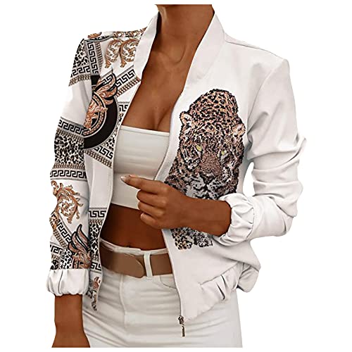 Leder Jacke Damen Blazer Sportlich Elegant Daunenwesten Damen Steppmantel Winterjacke Kurz Damen Sex KostüMe Frauen Leichte Stepp Jacke Damen Herbst Und Winter Sportalm Jacke Daunenjacke (Weiß-D, L) von QHDDP