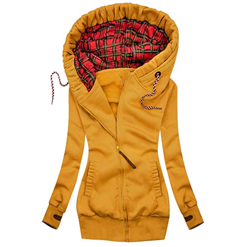 QHDDP Blazer Weiß Damen Jeansjacke Mit Fell MäDchen Jacken Winter Coole KostüMe Herbstjacken Herbst Und Winterparka Damen Halloween Kleider MäNtel Damen Schneezauber Bikerjacke Mit（Gelb-B,XL） von QHDDP