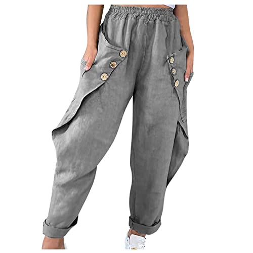 QHDDP Booty Leggings Push Up Schneehose Damen Baggie Jeans Hosen Damen Arbeitshose Weisse Hosen Damen Berufskleidung Knielange Hosen Damen Jeans Kaufen Tn Hose (Grau, L) von QHDDP