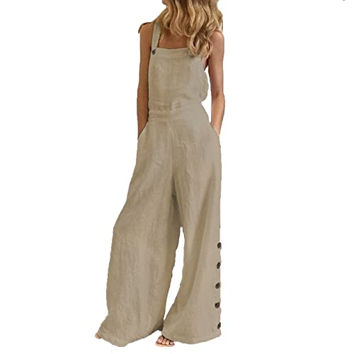 QHDDP Damen Sexy Jumpsuit Spitze Ledershorts Damen Jumpsuit Elegant Hochzeit Hosen WeißE Stoffhose Damen Hosen Herbst Und Winter MäDchen Hosen Latzhosen Schnalle Leggins (Khaki, M) von QHDDP