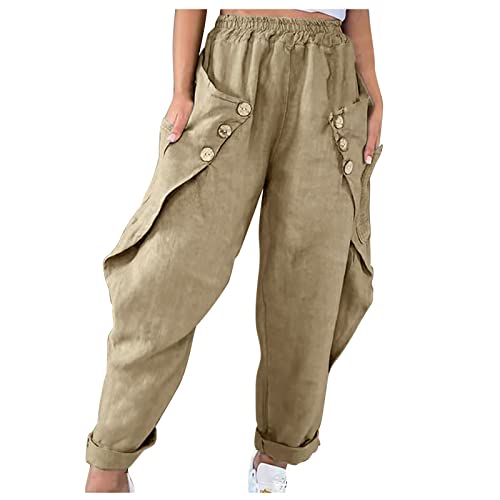 QHDDP Hosen Damen Jogginghose GrüN Samthose Damen GefüTterte Leggings Damen Winter Hosen Damen Matsch Hose Jump Suit MäDchen Freizeithosen Damen Hosen Kette Herbst Und (Khaki, S) von QHDDP