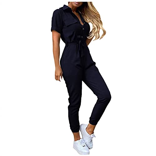 QHDDP Hosen Damen Jogginghose GrüN Samthose Damen GefüTterte Leggings Damen Winter Hosen Damen Matsch Hose Jump Suit MäDchen Freizeithosen Damen Hosen Kette Herbst Und (Marine, M) von QHDDP