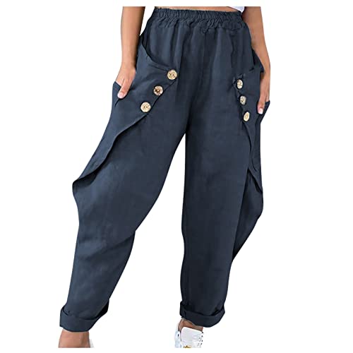 QHDDP Karo Hose Damen Ski Hosen Frauen Hosen Damen Jeans Jogginghose Turnhose Jogpants Damen Winterhosen Damen Steghosen Damen Overalls Damen Elegant Hosenanzug (Marine, S) von QHDDP