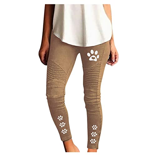 QHDDP Sport Leggings Damen Kurz Damen Lange Hose Freizeit Damen Hose Lederoptik Hose Damen Jogginghosen Mit Muster Jogginghosen Damen Kurz Khaki L von QHDDP