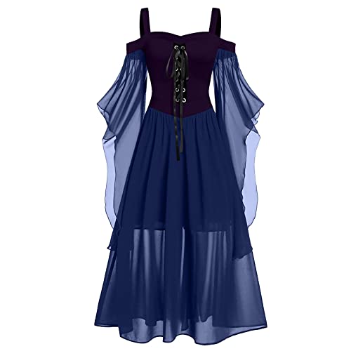 QHDDP Winter Kleider Damen Luftige Winter Kleider Sexy Kleider Damen Party Party Kleider Damen Casual Kleider Damen Afrikanische Kleider Damen 1-Blau S von QHDDP