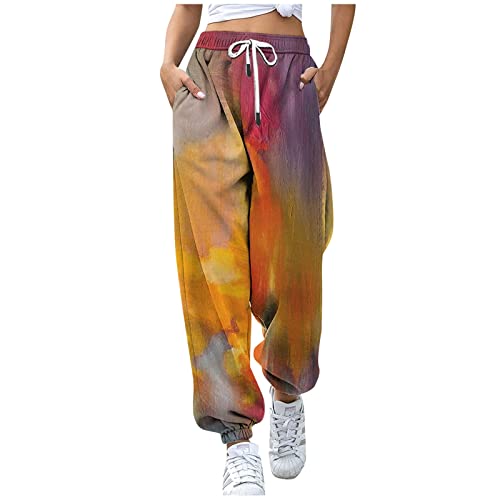 QHDDP Zerrissene Jeans Damenhosen Lederhose Arbeitshosendamen Couture Jogginghose Jumpsuit Festlich Cordhosen Lack Leggings Gerippte Leggings Helena Hosen Orange, XXL von QHDDP