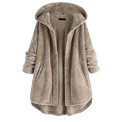 Stone Winterjacke Fahrradweste Wolfskin Daunenmantel MäNtel Frauen Jacken Damen 2022 Fellmantel Damen Mantel Schusssichere Weste Reitjacke Webpelzmantel Damen Longblazer Schwarz Damen (b-Khaki, XL) von QHDDP