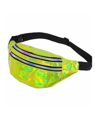 QHFlashbuy Bauchtasche Mode Damen Herren Glitzer,Sport PU Leder Wasserdicht Reflektierender Hüfttasche mit Verstellbarer Gurt,Mode Metallic Bum Bag für Festival,Party,Sport (Grün von QHFlashbuy