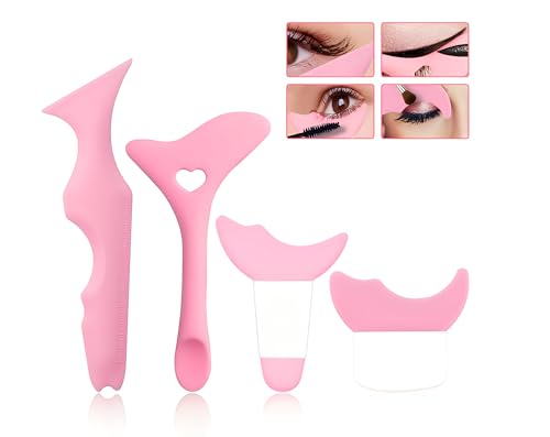 QHFlashbuy Eyeliner Schablonen 4 Stück Silikon Eyeliner Schablonen,Multifunktionales Augen-Makeup Werkzeug Set für Eyeliner Wimpern Lidschatten Lippenstift von QHFlashbuy
