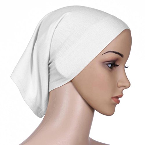 QHGstore Frauen-Kopftuch Elastic Sweat Saugfähige Baumwolle Underscarf Hijab Tube Cap Weiß von QHGstore