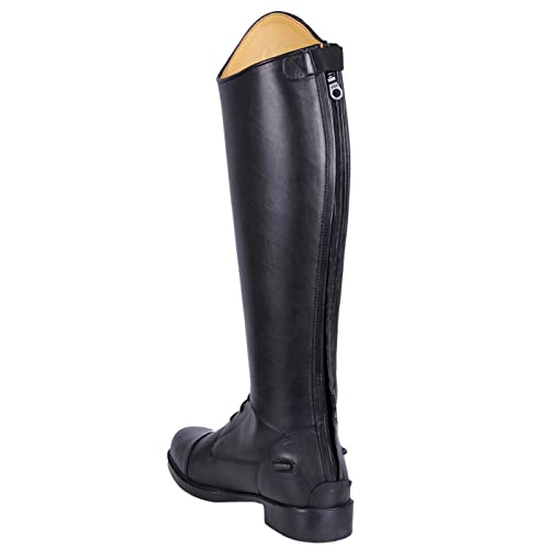 QHP Leder-Reitstiefel Romy für Kinder mit austauschbarem Design ! Schwarz, Normale Wadenweite (40, Schwarz) von QHP