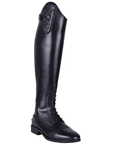 QHP Leder-Reitstiefel Sasha Adult schwarz mit wechselbarem Oberteil, RV hinten (38) von QHP